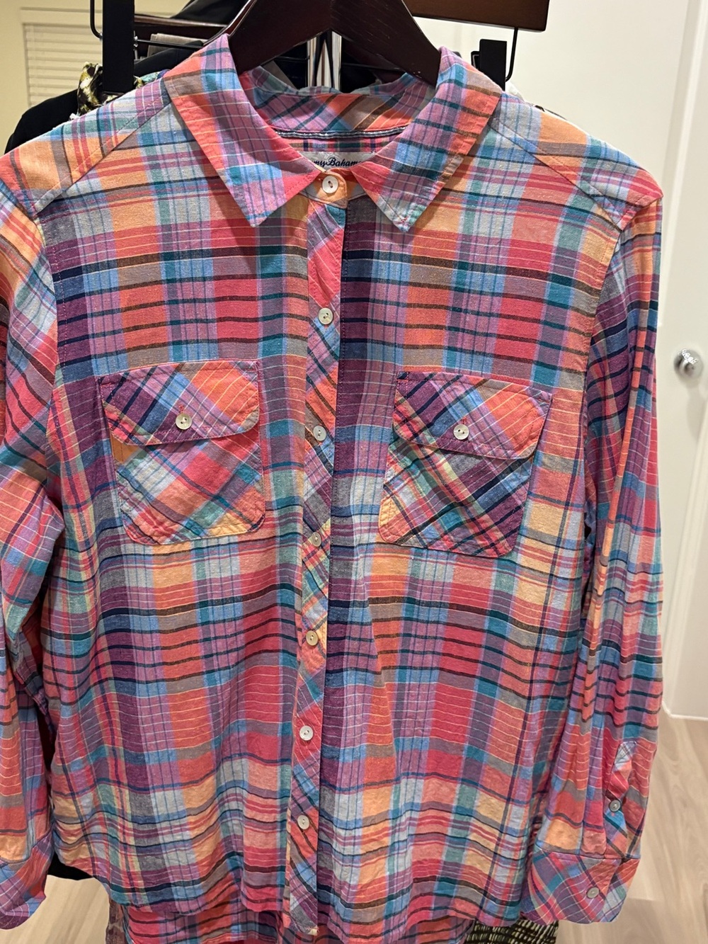 Tommy Bahama Multicolor Plaid Button-Down Shirt Sz Large